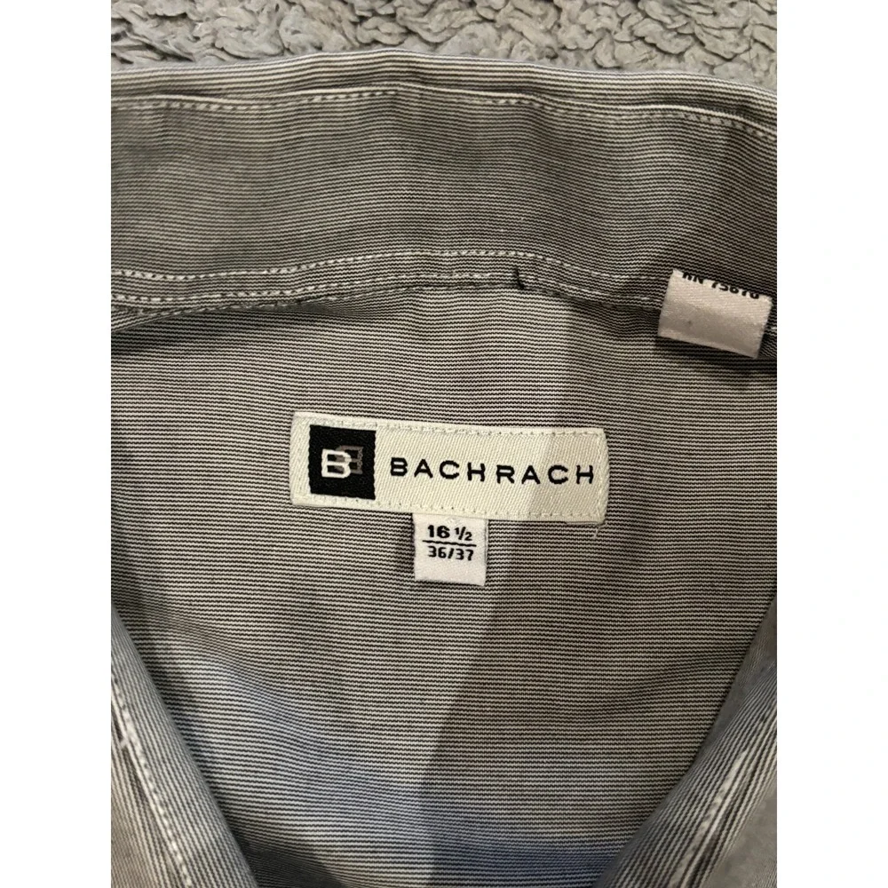 Bachrach Dress Shirt Mens 16.5 36/37 Blue Microstripe Long Sleeve Button Career